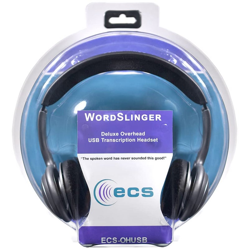 ECS WordSlinger USB Transcription Headset, 7-Foot Cord, Over-Head Design, Superior Audio Clarity, External Sound Card, Perfect for Medical & Legal Dictation, Comfortable Padded Headband & Ear Cups - Image 2